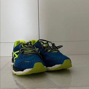 Asics Blue and Neon Green Running Sneakers